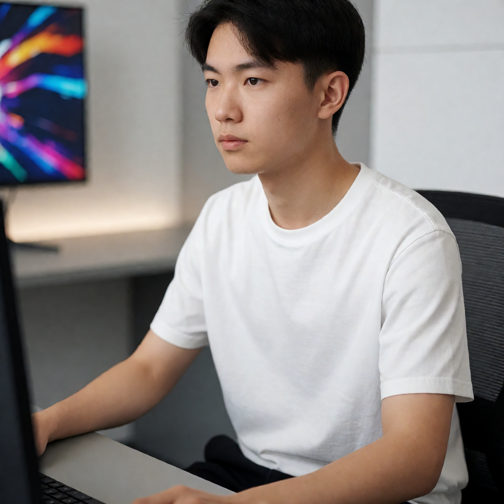 电竞赛事舞台上选手专注比赛的现场画面